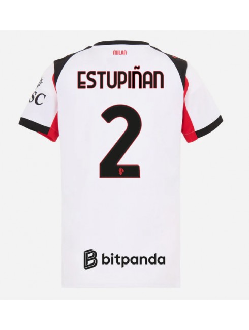 AC Milan Pervis Estupinan #2 Replika Borta Kläder Dam 2025-26 Kortärmad AC Milan Pervis Estupinan #2 Replika Borta Kläder Dam 2025-26 Kortärmad